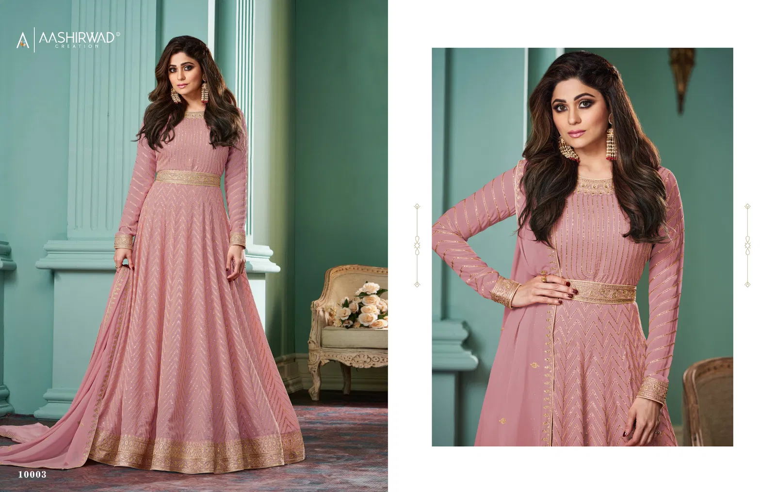 Alizza Platinum By Aashirwad Georgette Readymade Gown With Dupatta Wholesale Online